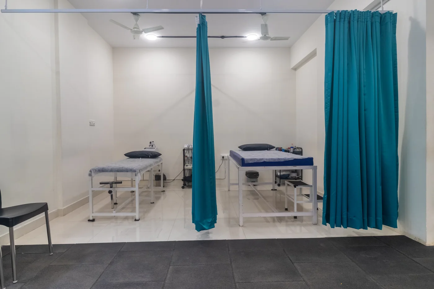 Electrotherapy and treatment cubicles at ReBalance Physiotherapy Clinic, Whitefield
