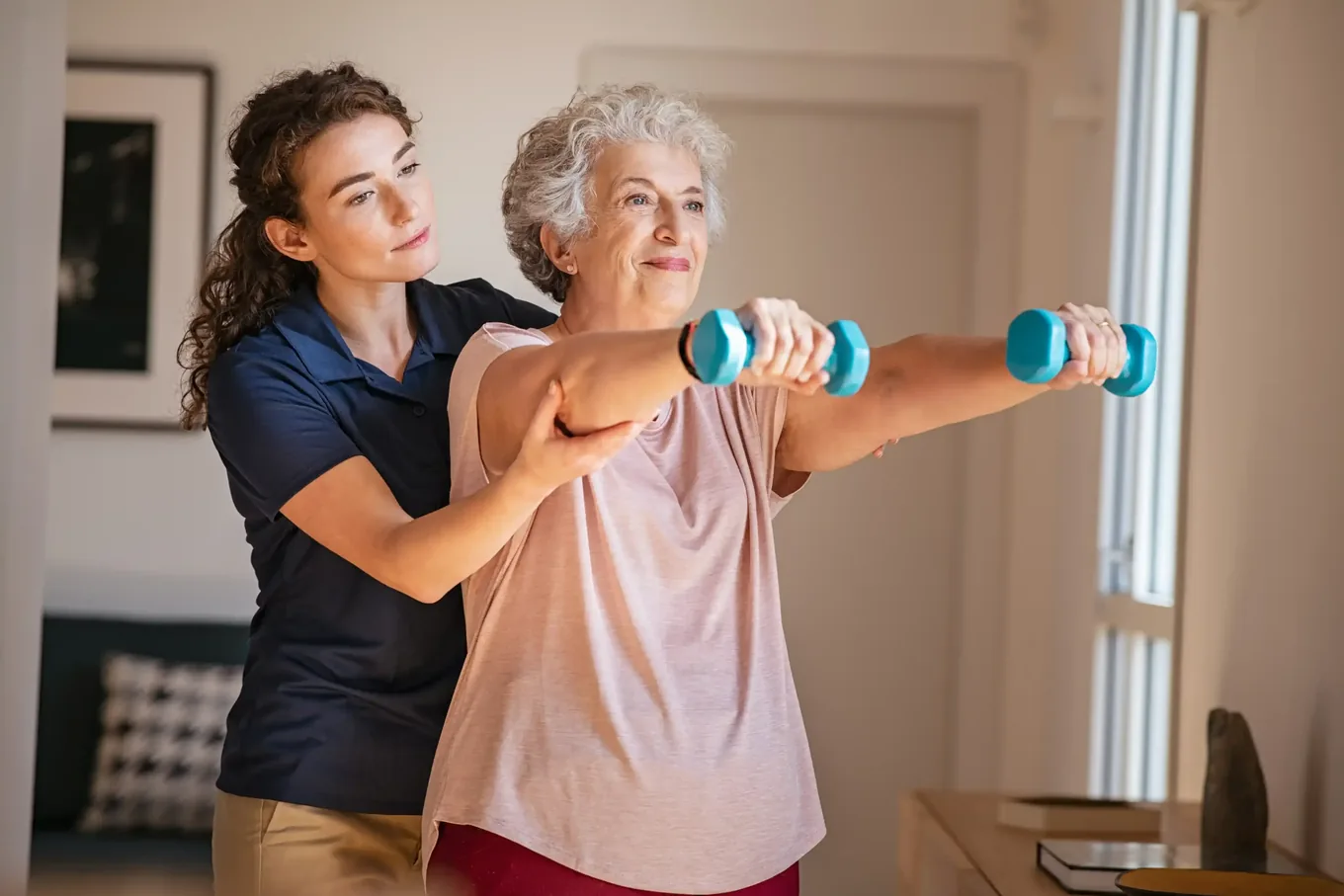 Guided exercise therapy during a home physiotherapy session